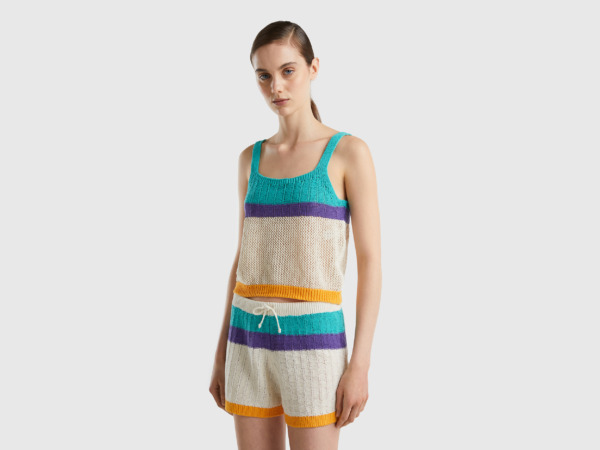 Multicolor Striped Knitting Top Colorful Female Benetton Womens TOPS GOOFASH