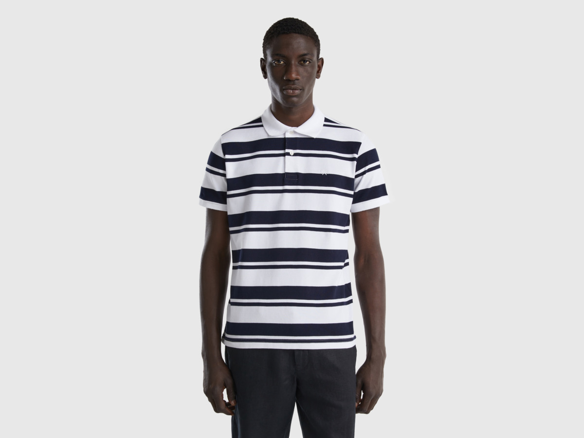 Multicolor Striped Polo Made Of Pure Colorful Paint Benetton Man Mens POLOSHIRTS GOOFASH