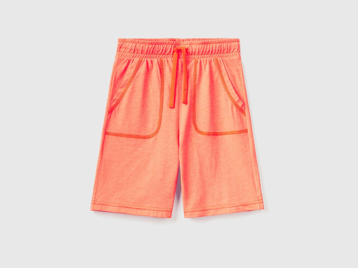 Orange Bermudas Made Of Recycled Fabric With Pockets Male Benetton Mens SHORTS GOOFASH