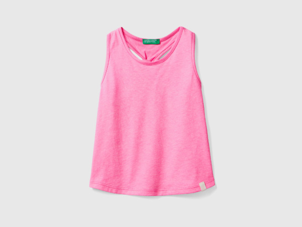 Pink Top Made Of Recycled Fabric With Knot At The Back Female Benetton Womens TOPS GOOFASH