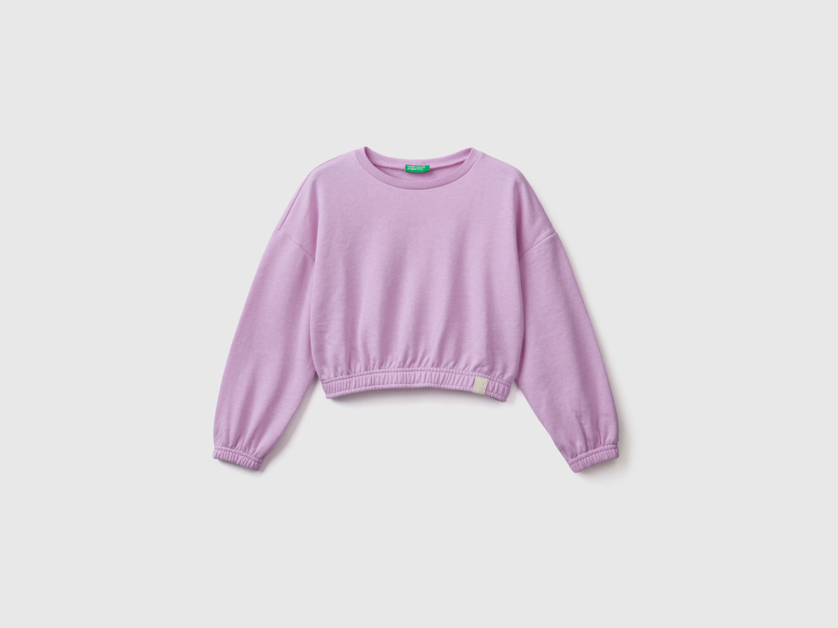 Purple Cropped Sweatshirt Made Of Recycled Fabric Lilac Female Benetton Womens SWEATERS GOOFASH