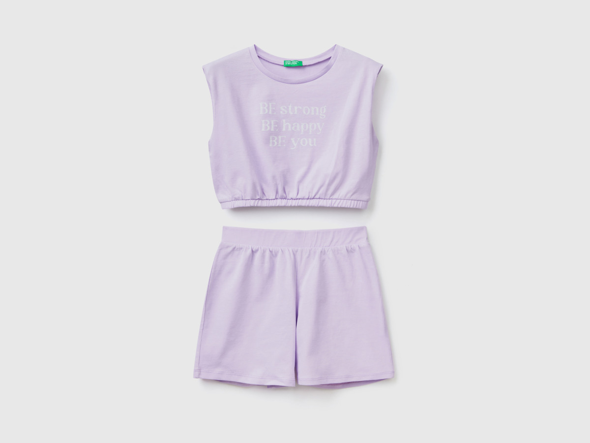 Purple Set With T-Shirt And Ts Lilac Female Benetton Womens T-SHIRTS GOOFASH