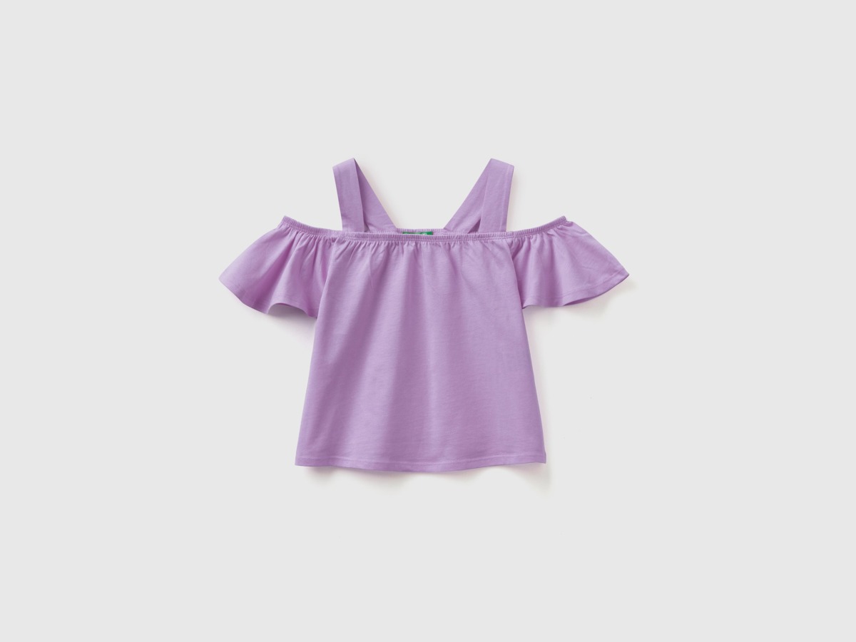 Purple Short Top With Carriers Lilac Female Benetton Womens TOPS GOOFASH