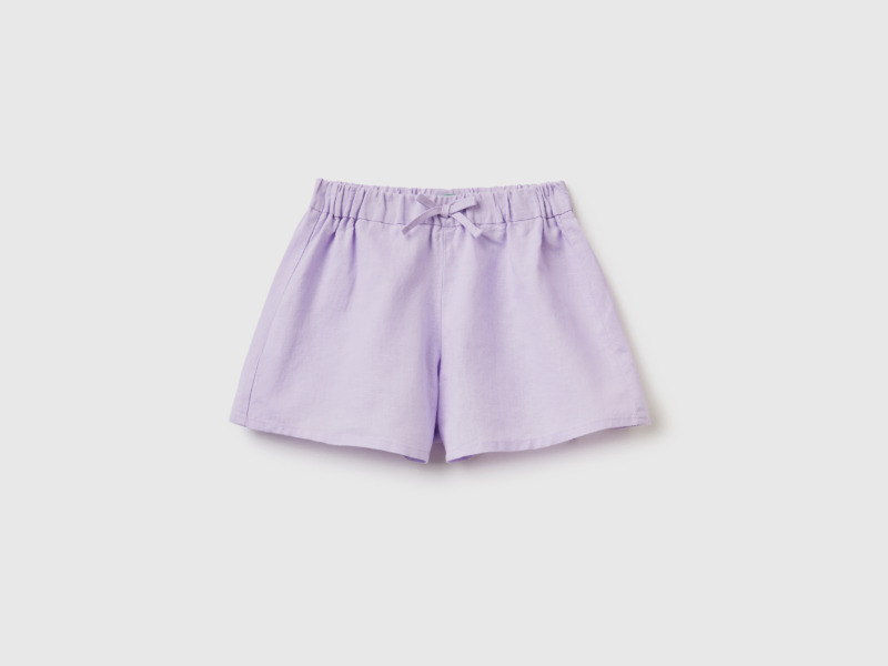 Purple Shorts In Linen Mix Lilac Female Benetton Womens SHORTS GOOFASH
