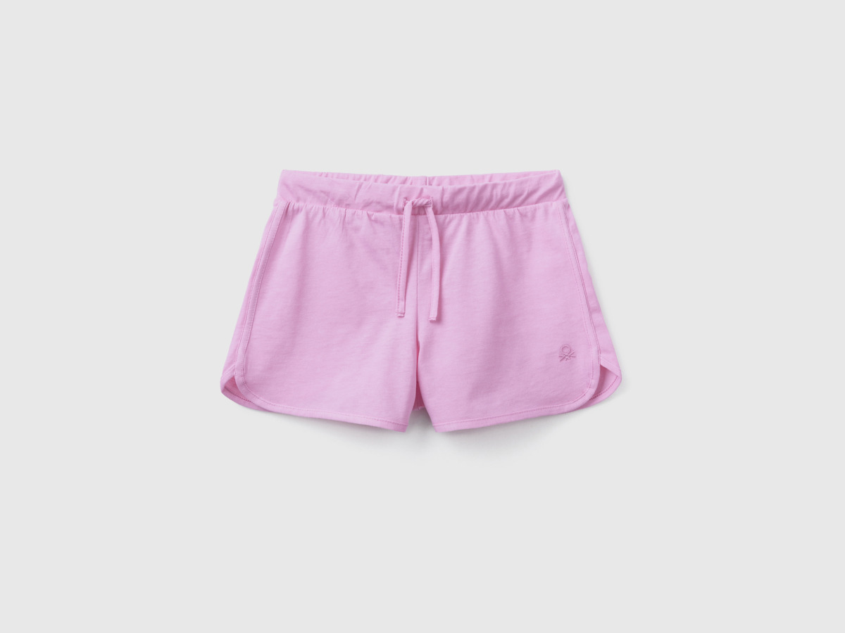 Purple Shorts In Runner Style Made Of Organic Lilac Female Benetton Womens SHORTS GOOFASH