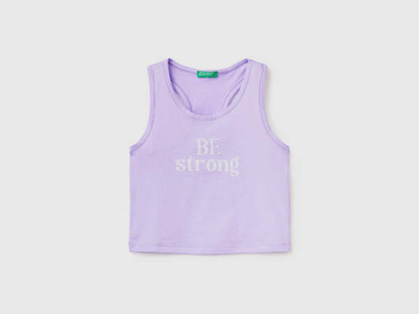 Purple Top In With Slogan Lilac Female Benetton Womens TOPS GOOFASH