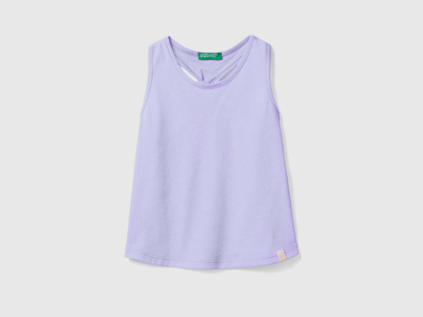 Purple Top Made Of Recycled Fabric With Knot At The Back Lilac Female Benetton Womens TOPS GOOFASH