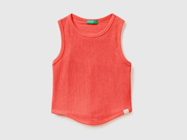 Red Ribbed Top Female Benetton Womens TOPS GOOFASH