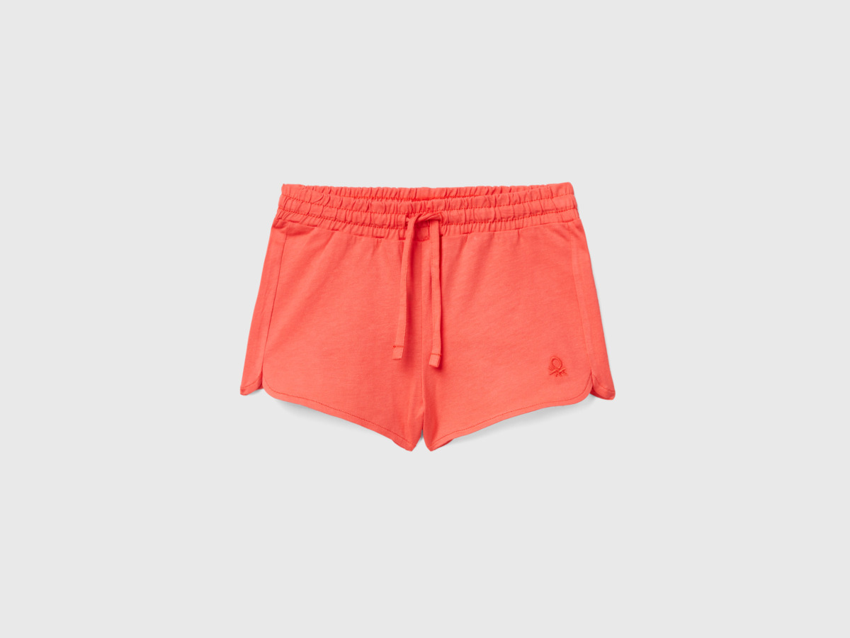 Red Shorts Made Of Organic With Tunnel Train Female Benetton Womens SHORTS GOOFASH