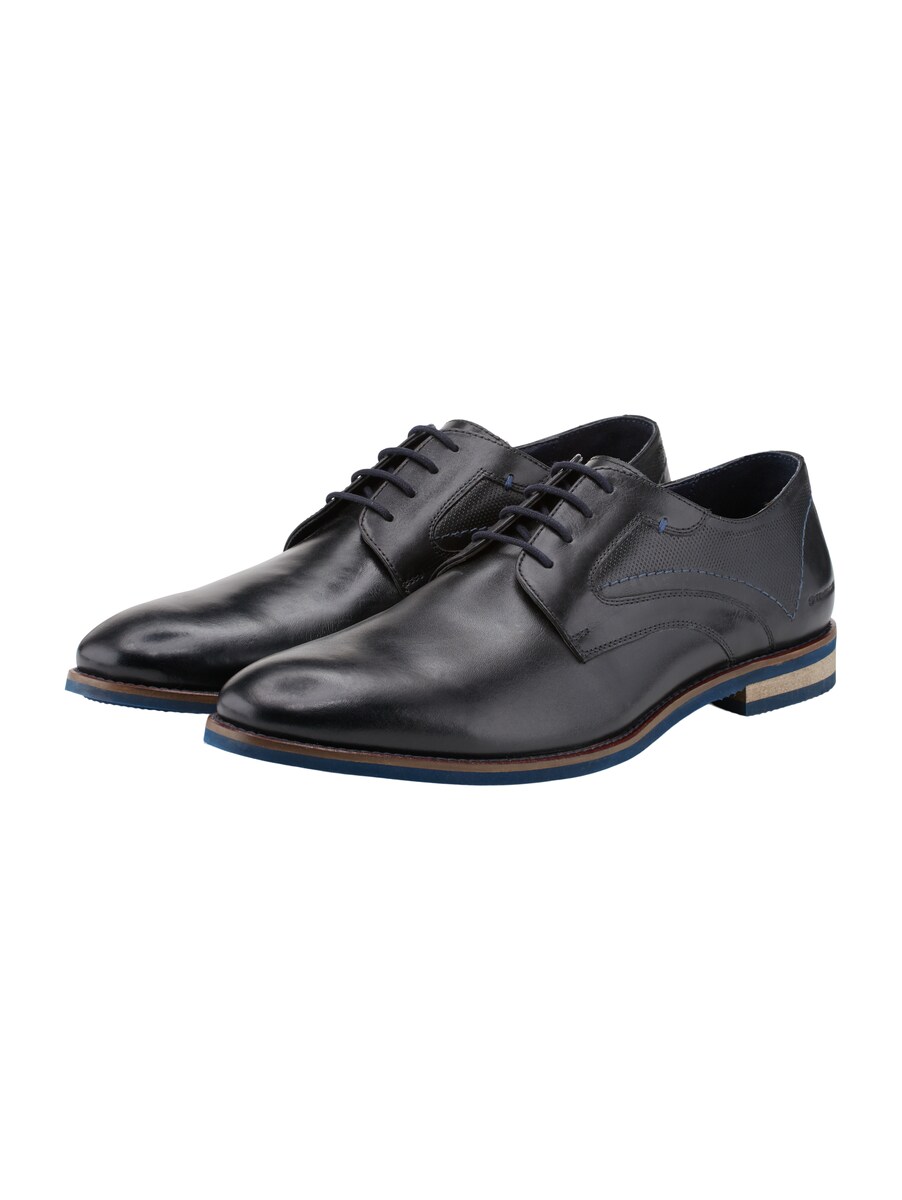 Tom Tailor Man Oxford Shoes With Contrast Seam Black Mens LEATHER SHOES GOOFASH