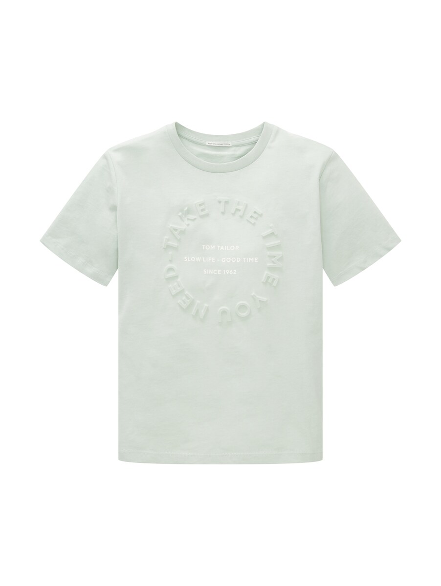 Tom Tailor Man Tom T-Shirt With Text Embossing Green Print Mens T-SHIRTS GOOFASH