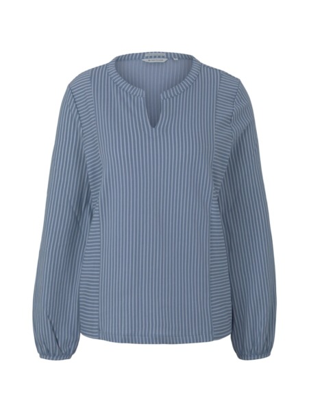 Tom Tailor Striped Blouse With Division Seams Blue Strip Pattern Women Womens BLOUSES GOOFASH
