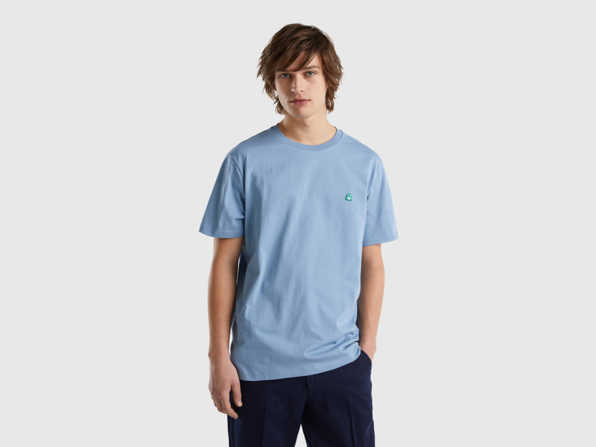 United Colors Of Basic T-Shirt Made Of Organic Pigeon Blue Male Benetton Mens T-SHIRTS GOOFASH