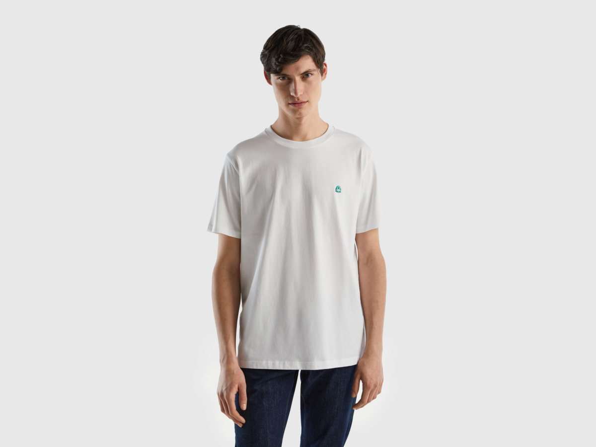 United Colors Of Basic T-Shirt Made Of Organic White Male Benetton Mens T-SHIRTS GOOFASH