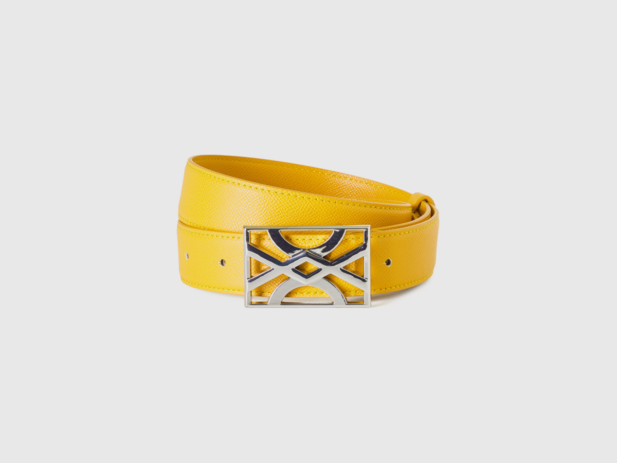 United Colors Of Belt In Yellow With Logoschnalle Yellow Female Benetton Womens BELTS GOOFASH