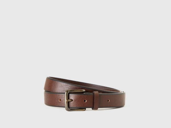 United Colors Of Belt Made Of Real Leather Brown Paint Benetton Man Mens BELTS GOOFASH