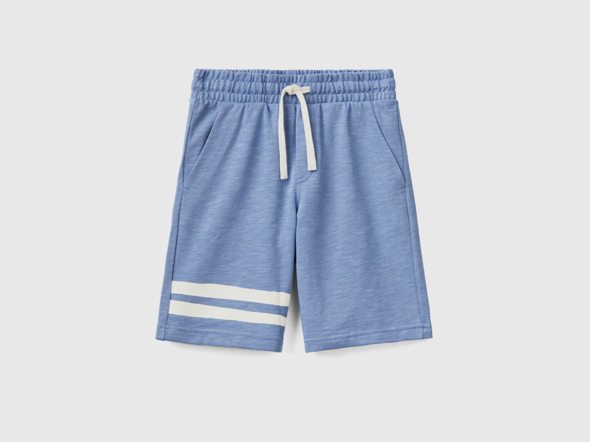 United Colors Of Bermuda Made Of Light Sweating Pigeon Blue Male Benetton Mens SHORTS GOOFASH