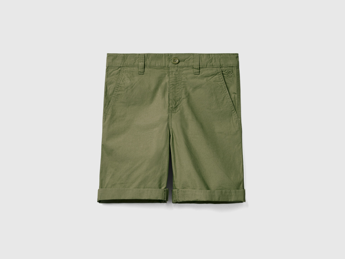 United Colors Of Bermuda Made Of Pure Military Green Male Benetton Mens SHORTS GOOFASH