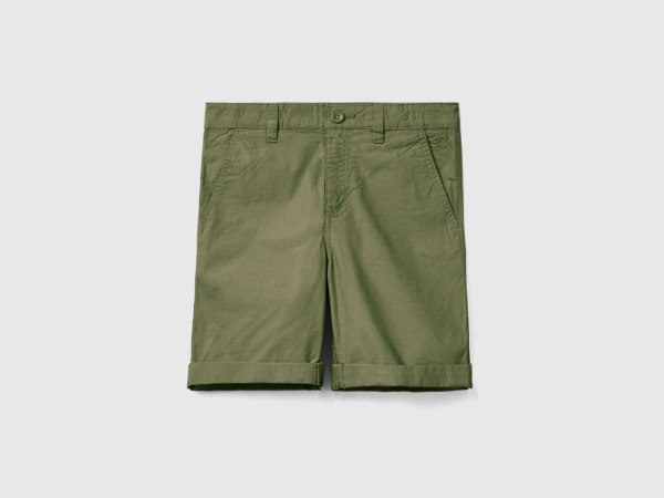 United Colors Of Bermuda Made Of Pure Military Green Male Benetton Mens SHORTS GOOFASH