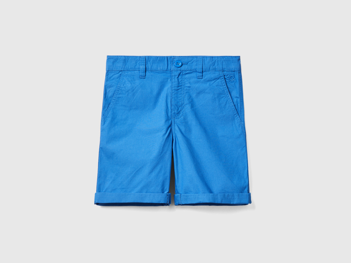 United Colors Of Bermuda Made Of Pure Traffic Blue Male Benetton Mens SHORTS GOOFASH