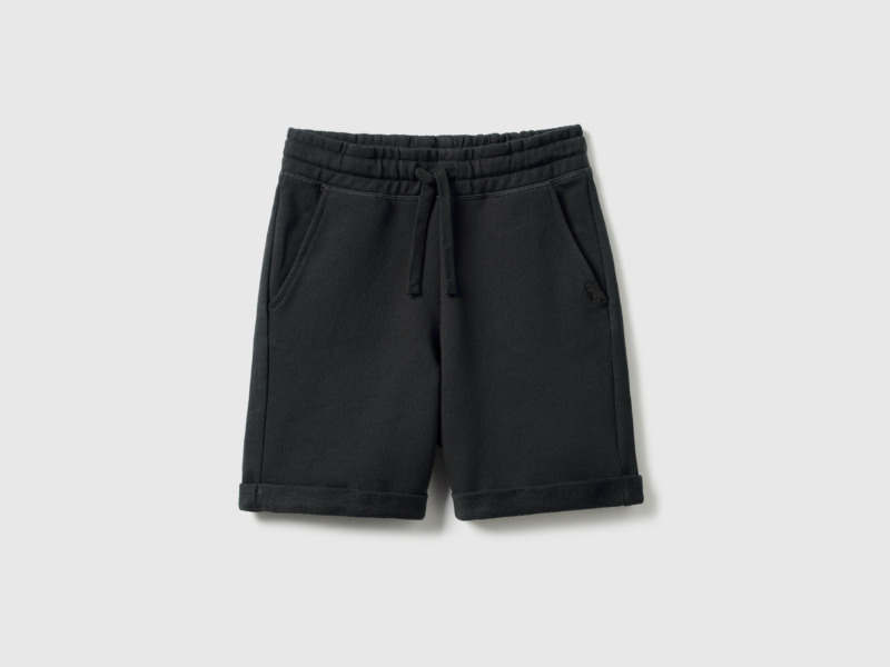 United Colors Of Bermuda Made Of Sweaty In Pure Black Male Benetton Mens SHORTS GOOFASH