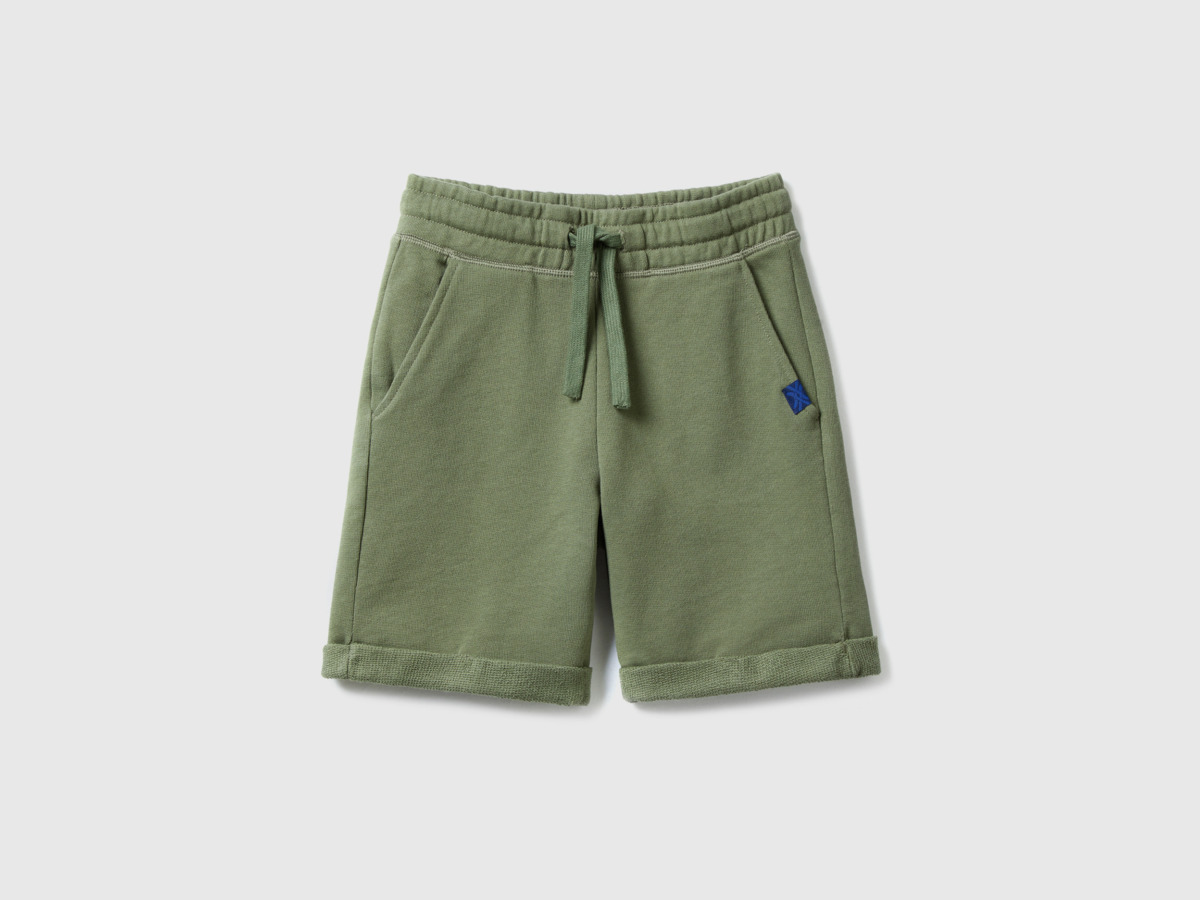 United Colors Of Bermuda Made Of Sweaty In Pure Military Green Male Benetton Mens SHORTS GOOFASH