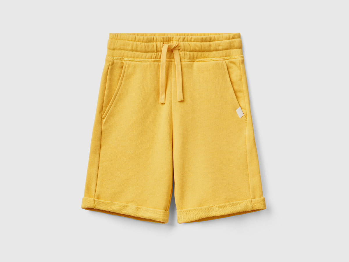 United Colors Of Bermuda Made Of Sweaty In Pure Yellow Male Benetton Mens SHORTS GOOFASH