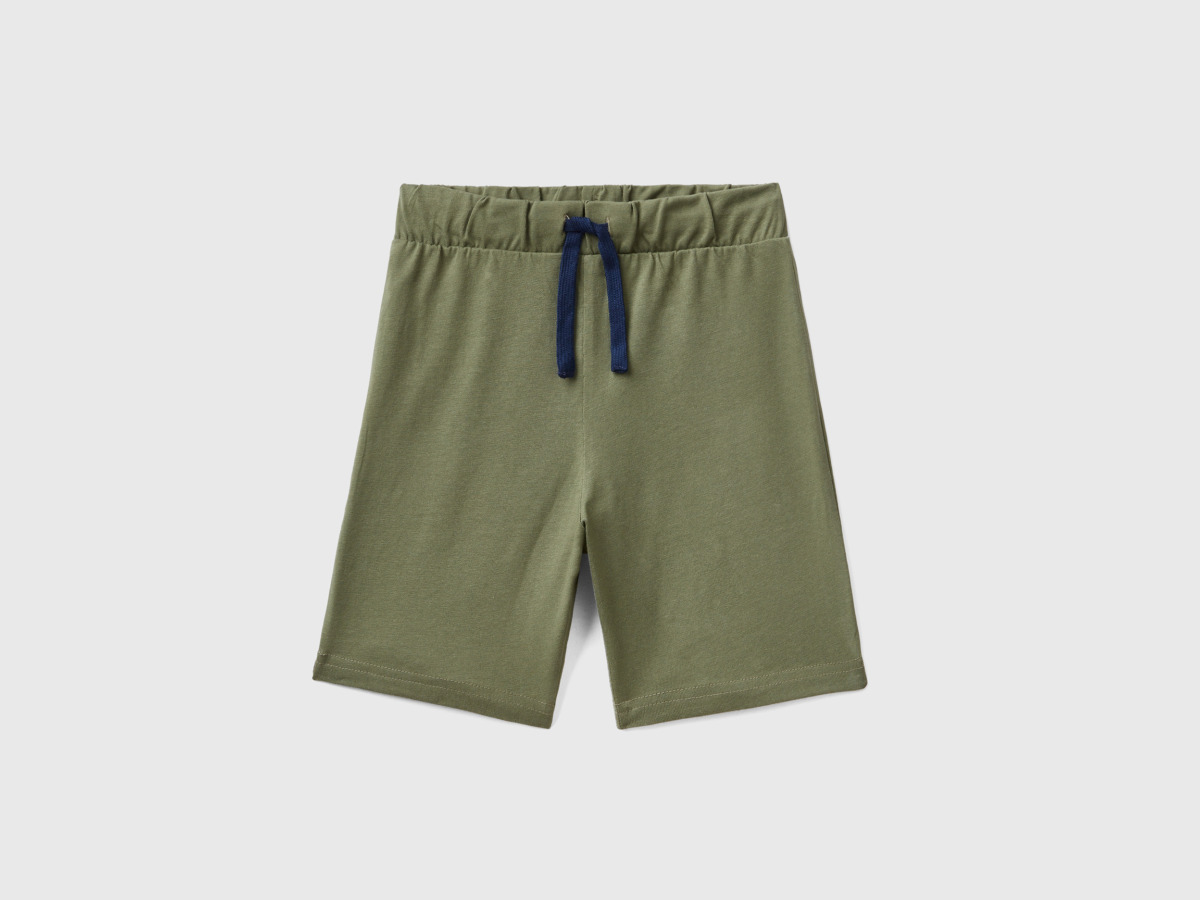 United Colors Of Bermudas From Jersey Military Green Male Benetton Mens SHORTS GOOFASH