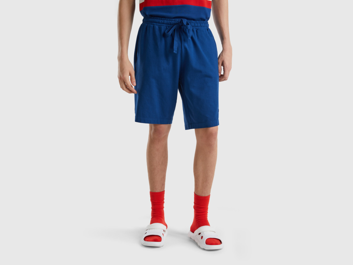 United Colors Of Bermudas In Dark Blue With Tunnel Train Blue Male Benetton Mens SHORTS GOOFASH