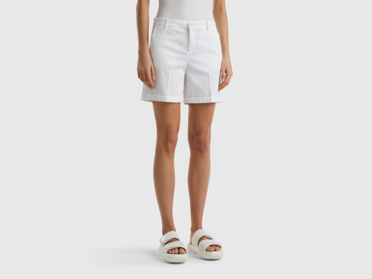 United Colors Of Bermudas Made Of Stretchy White Female Benetton Womens SHORTS GOOFASH