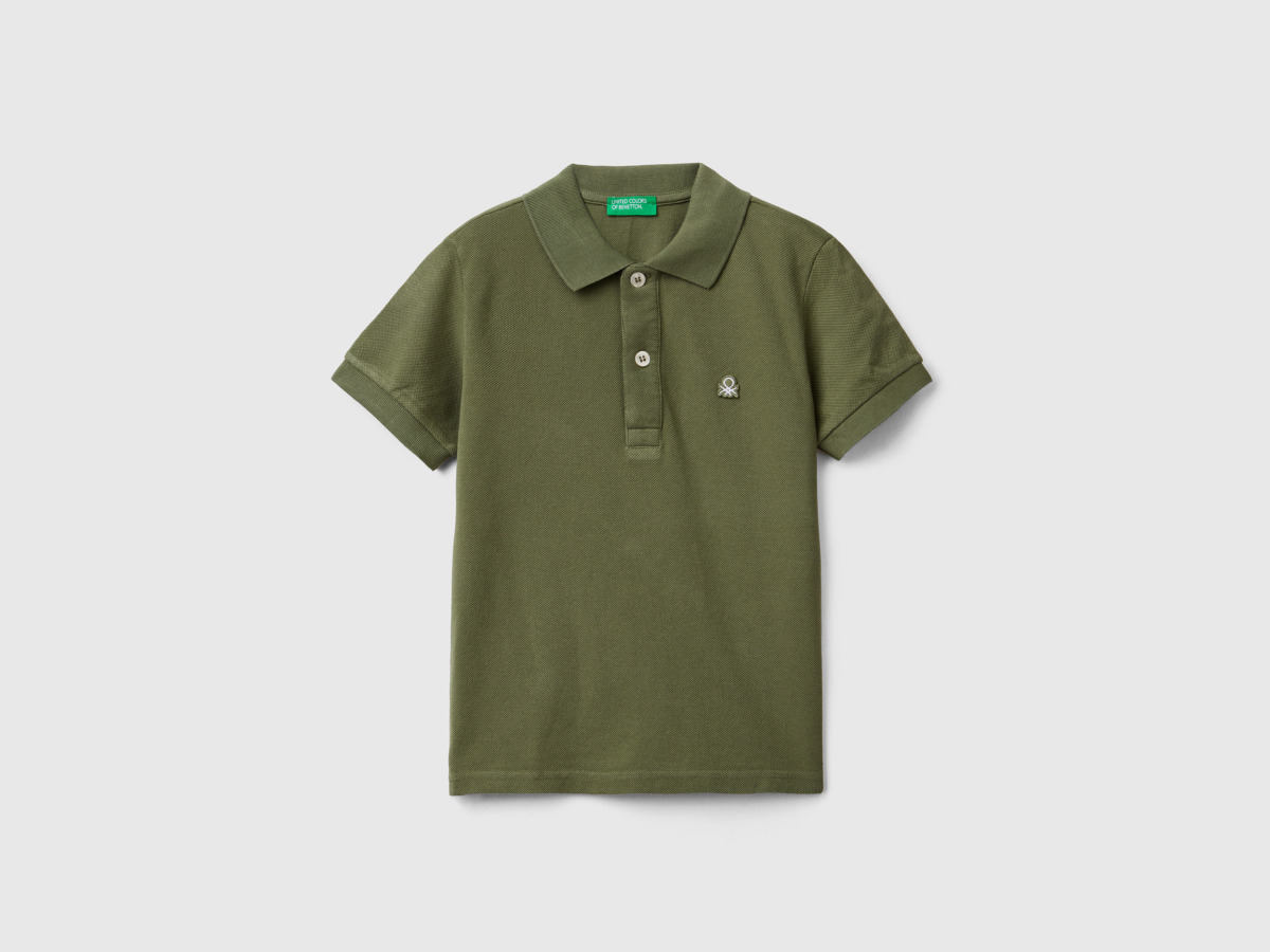United Colors Of Bio Cotton Polo With Short Sleeves Military Green Male Benetton Mens POLOSHIRTS GOOFASH