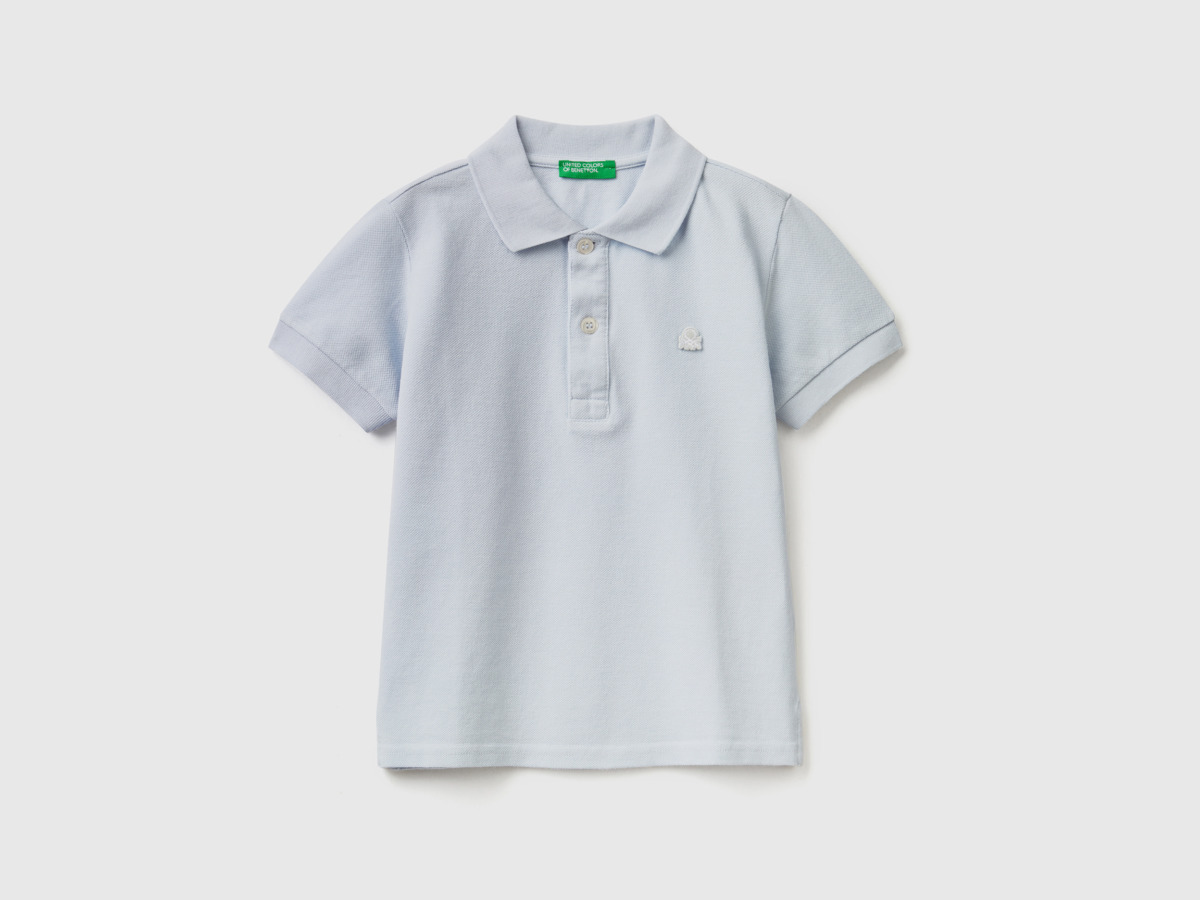 United Colors Of Bio Cotton Polo With Short Sleeves Pale Blue Male Benetton Mens POLOSHIRTS GOOFASH