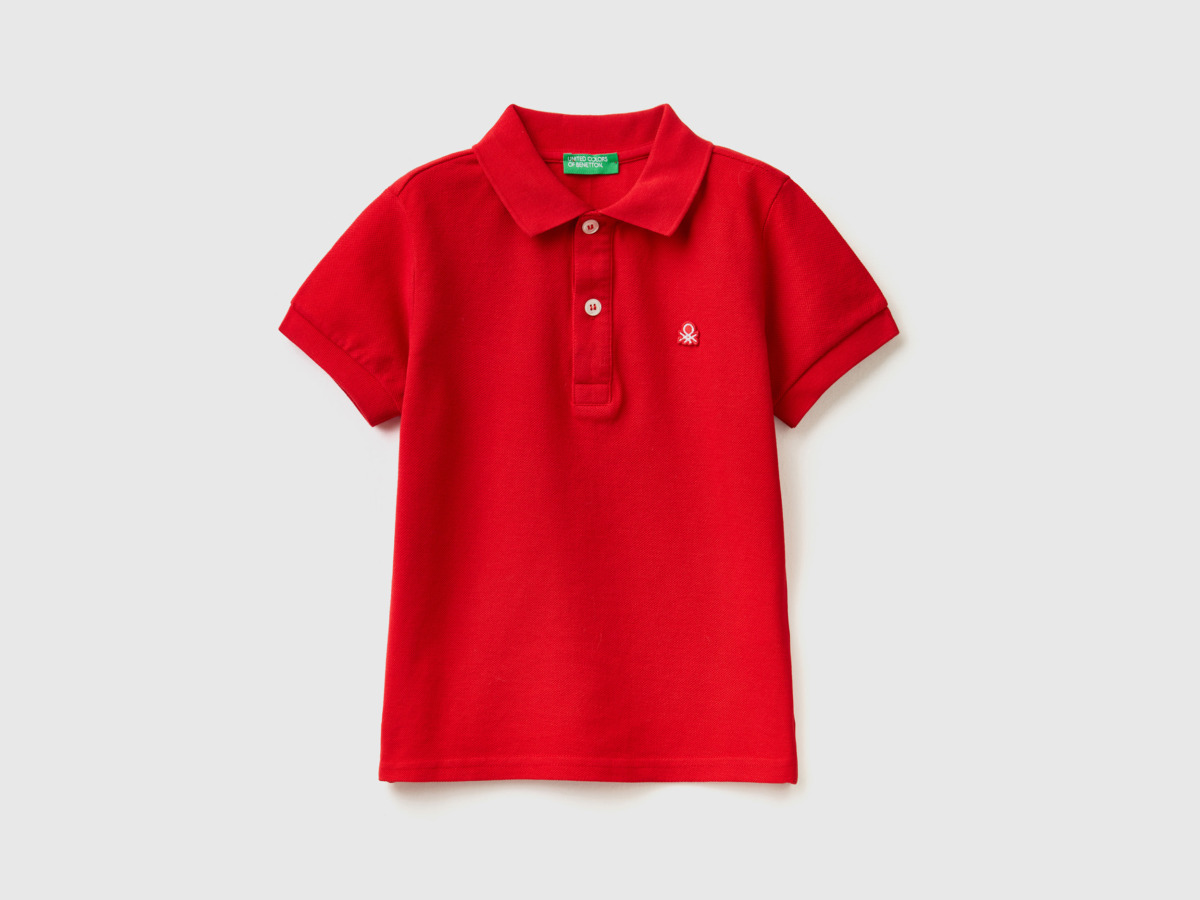 United Colors Of Bio Cotton Polo With Short Sleeves Red Paint Men's Benetton Mens POLOSHIRTS GOOFASH