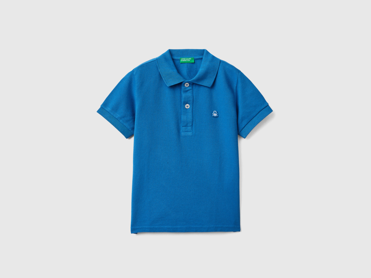 United Colors Of Bio Cotton Polo With Short Sleeves Transport Blue Male Benetton Mens POLOSHIRTS GOOFASH
