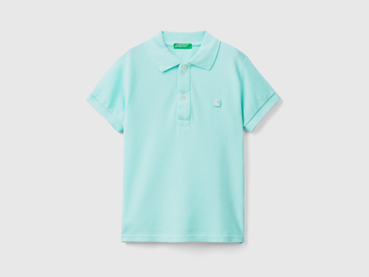 United Colors Of Bio Cotton Polo With Short Sleeves Turquoise Male Benetton Mens POLOSHIRTS GOOFASH