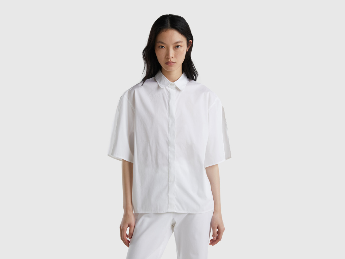 United Colors Of Blouse With Slit On The Sleeves White Female Benetton Womens BLOUSES GOOFASH