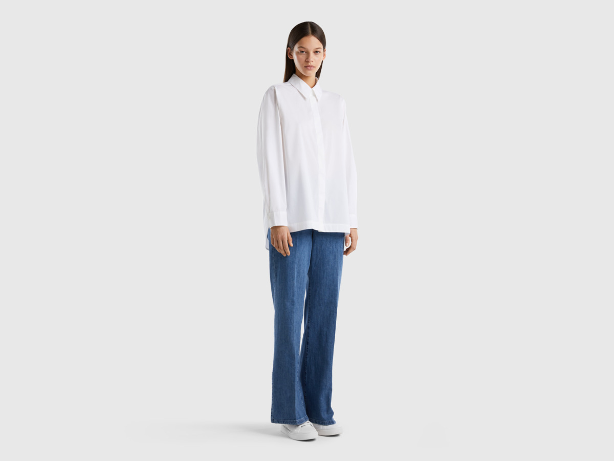 United Colors Of Blouse With Slots On The Hem White Female Benetton Womens BLOUSES GOOFASH