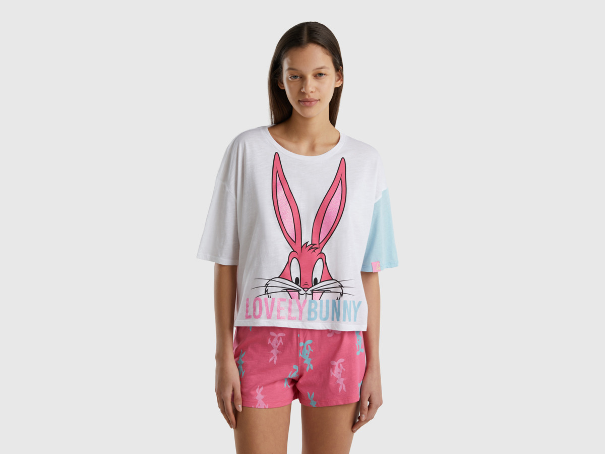 United Colors Of Bugs Bunny Shirt Made Of Light White Female Benetton Womens SHIRTS GOOFASH
