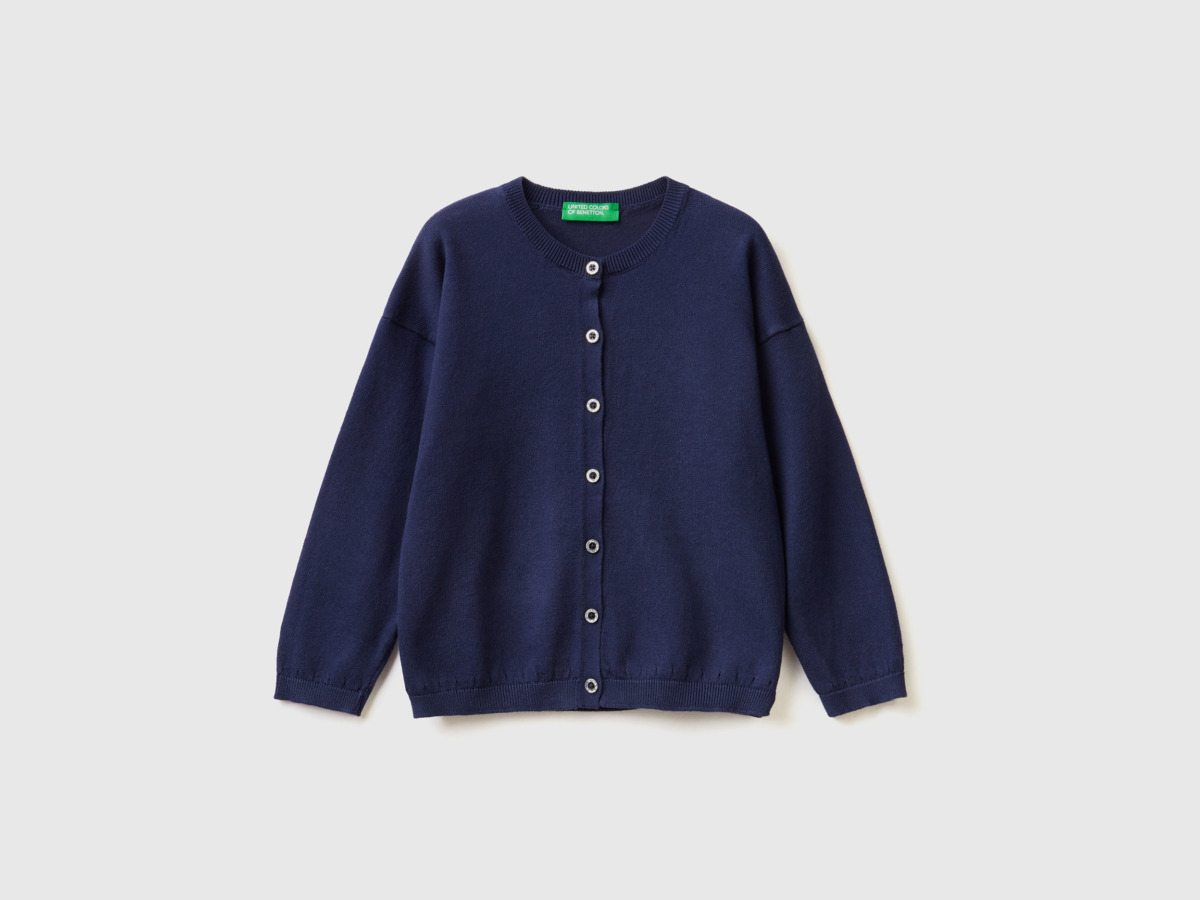 United Colors Of Cardigan With Glitter Buttons Dark Blue Female Benetton Womens KNITWEAR GOOFASH