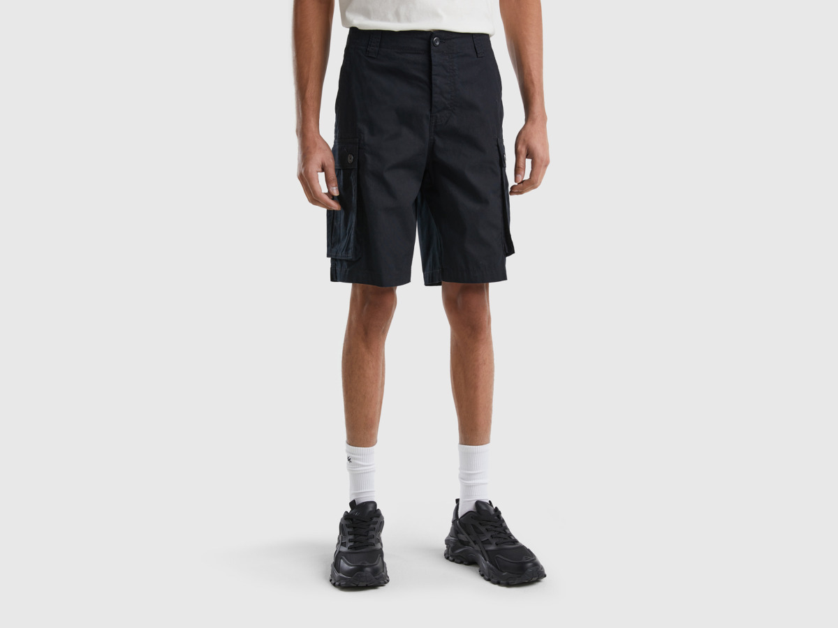 United Colors Of Cargo Bermuda Made Of Pure Black Male Benetton Mens SHORTS GOOFASH