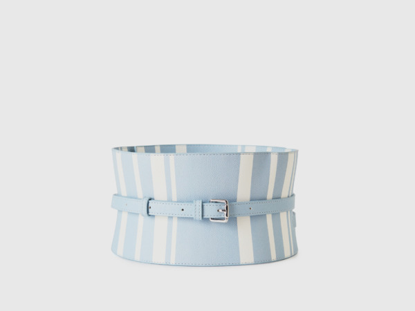 United Colors Of Corset Belt In Sky Blue With Stripes Os Pale Blue Female Benetton Womens TOPS GOOFASH