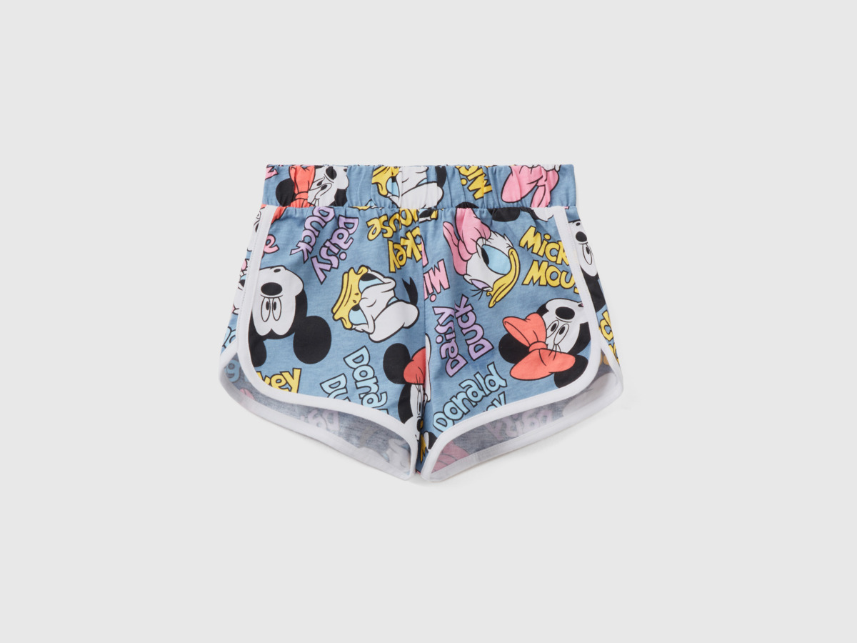 United Colors Of Disney Shorts With Print Pigeon Blue Female Benetton Womens SHORTS GOOFASH
