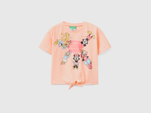 United Colors Of Disney T-Shirt With Knot Soft Pink Female Benetton Womens T-SHIRTS GOOFASH