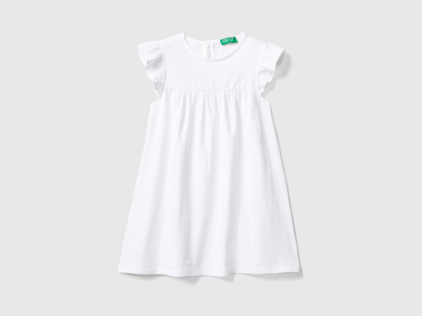 United Colors Of Dress With Wing Sleeves White Female Benetton Womens DRESSES GOOFASH