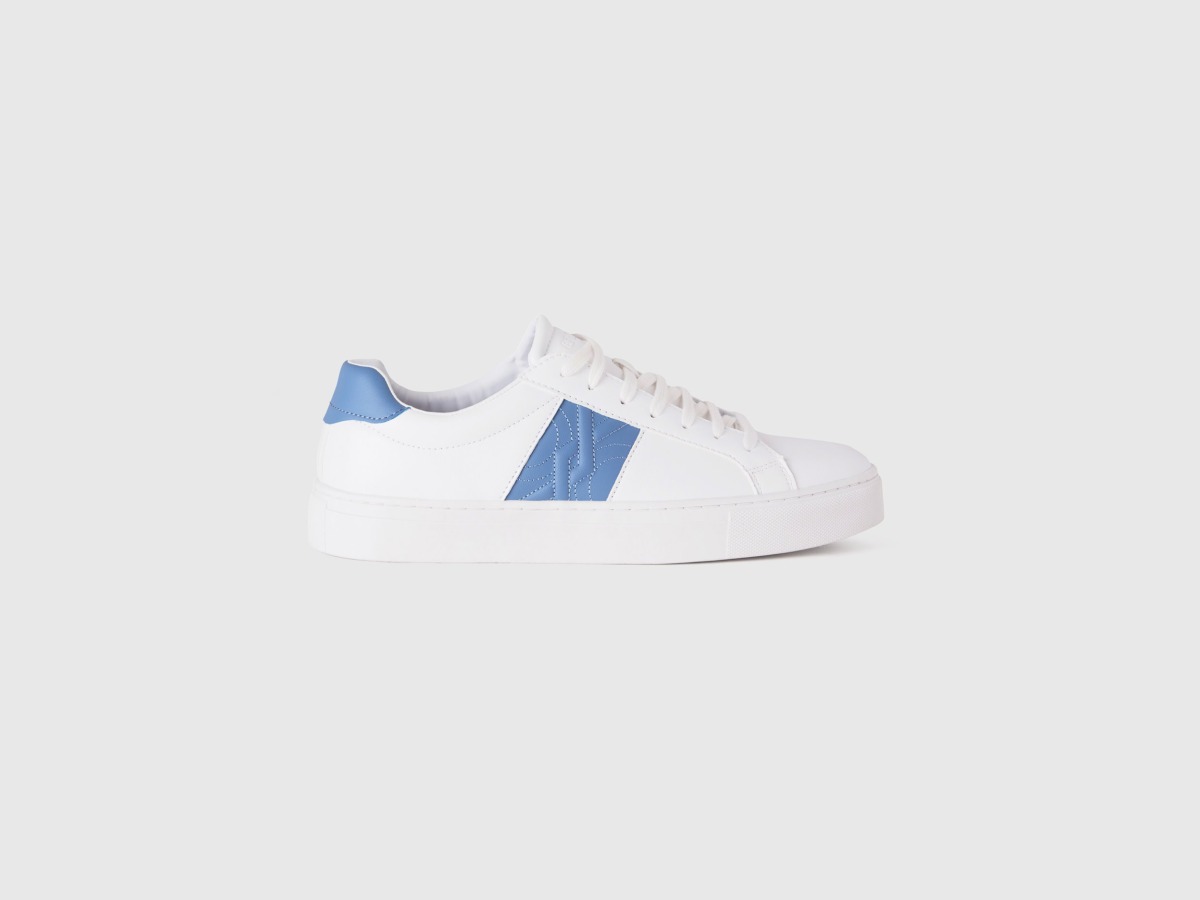 United Colors Of Flat Sneakers With Logo In Sky Blue Pale Blue Male Benetton Mens SNEAKER GOOFASH