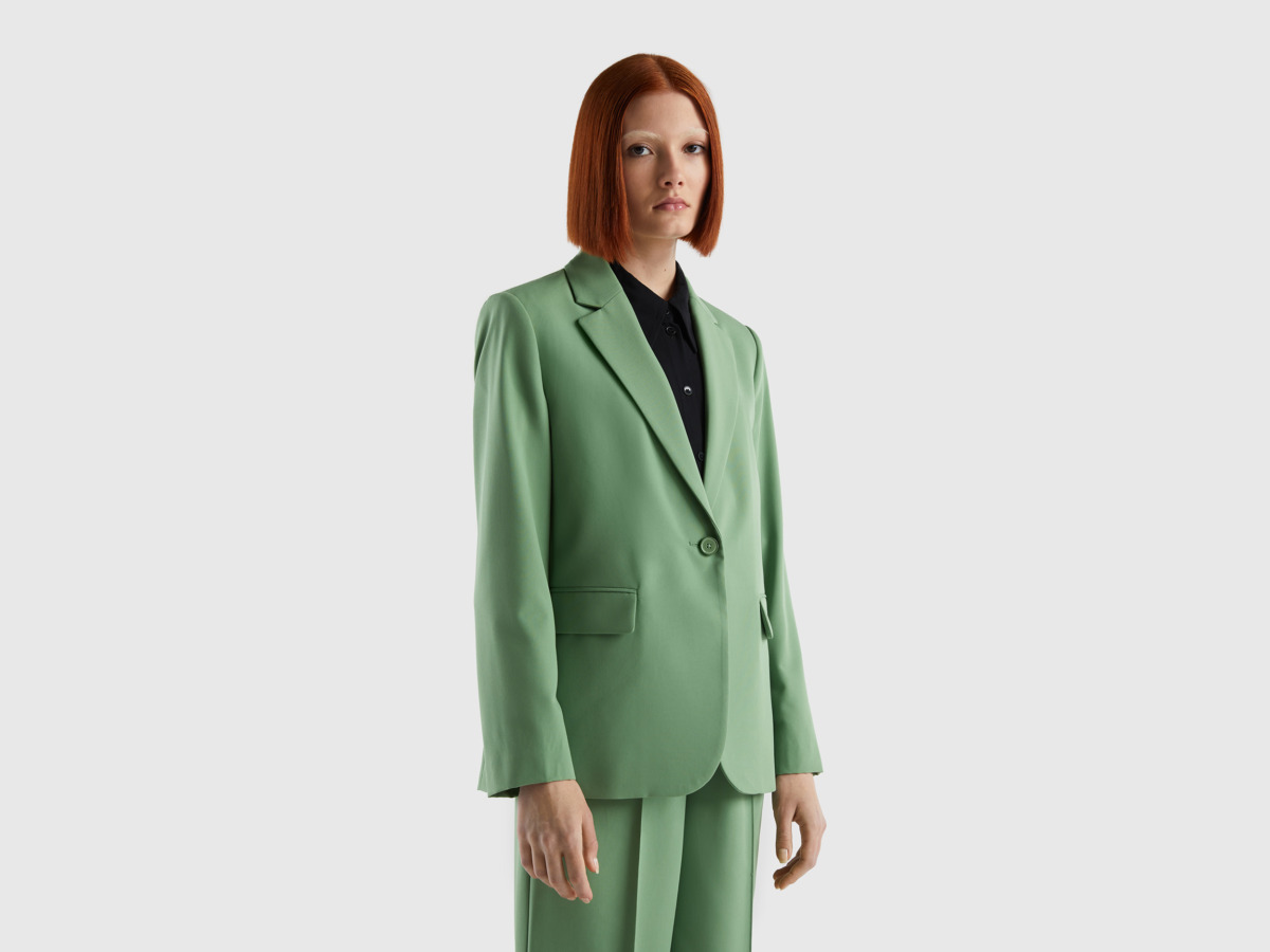 United Colors Of Flowing Blazer With Inner Lining Green Female Benetton Womens BLAZER GOOFASH