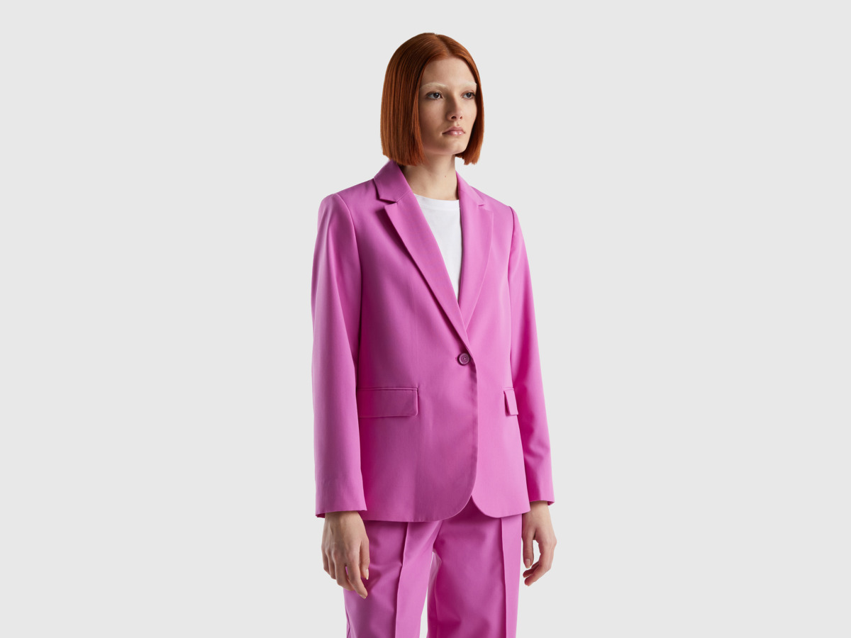 United Colors Of Flowing Blazer With Inner Lining Pink Female Benetton Womens BLAZER GOOFASH