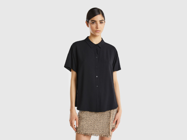 United Colors Of Flowing Blouse Made Of Sustainable Black Female Benetton Womens BLOUSES GOOFASH