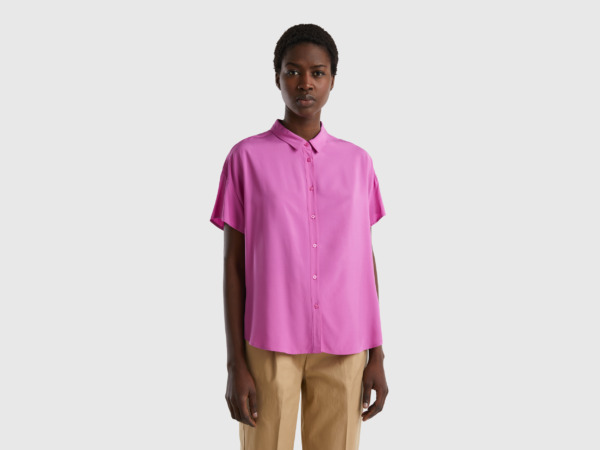 United Colors Of Flowing Blouse Made Of Sustainable Pink Female Benetton Womens BLOUSES GOOFASH
