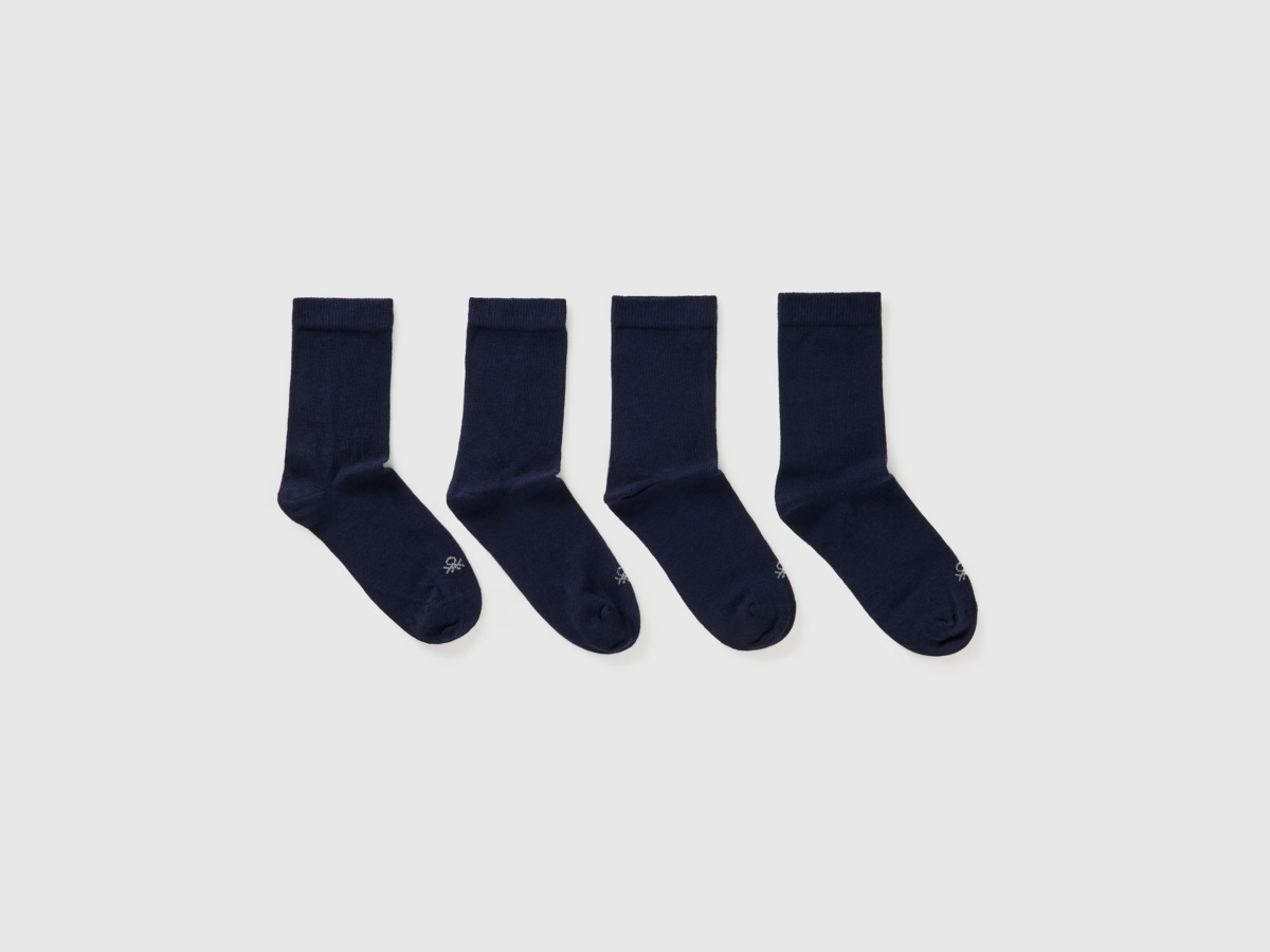 United Colors Of Four Pairs Of Socks In Dark Blue Dark Blue Paint Men's Benetton Mens SOCKS GOOFASH
